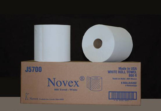 8” Novex Bleached Roll Paper Towel, 6 Rolls