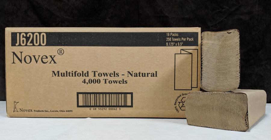Novex Multifold Paper Towels (natural), 9-1/8”x 9-1/2”